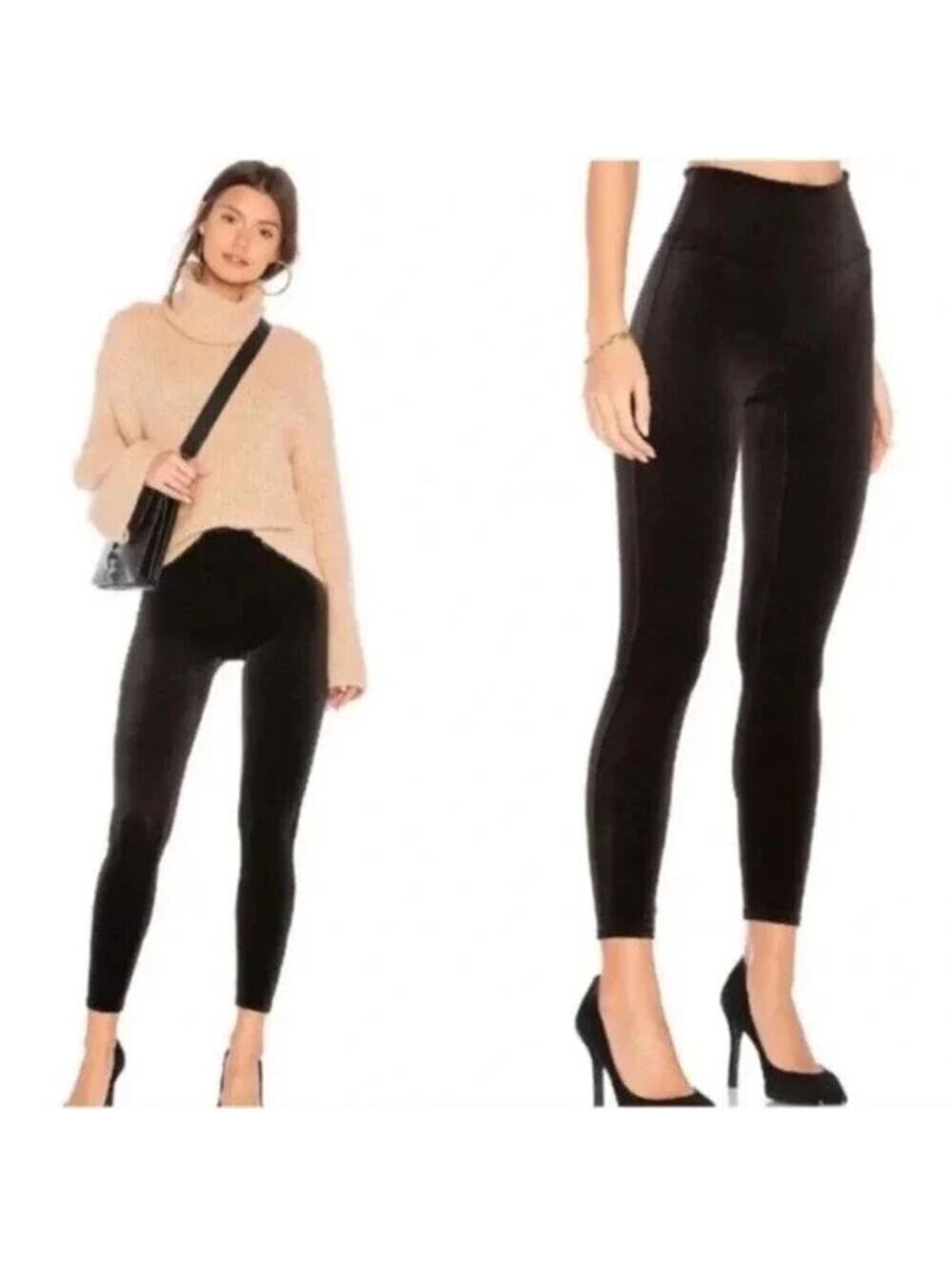 Spanx EUC Women's Black Velvet Leggings Size M